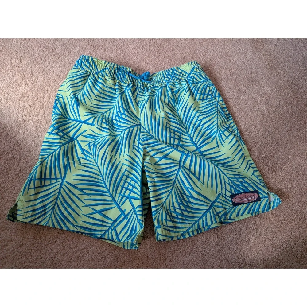 Vineyard Vines Boys Palm Leaf Swim Trunks Size M 12-14